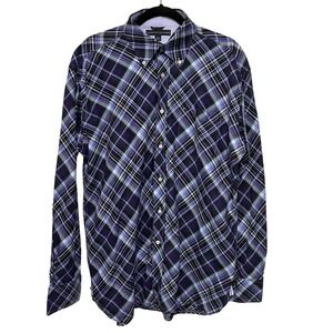 VTG Tommy Hilfiger Purple Plaid‎ Button Down Long Sleeve Shirt Men's Large Y2K